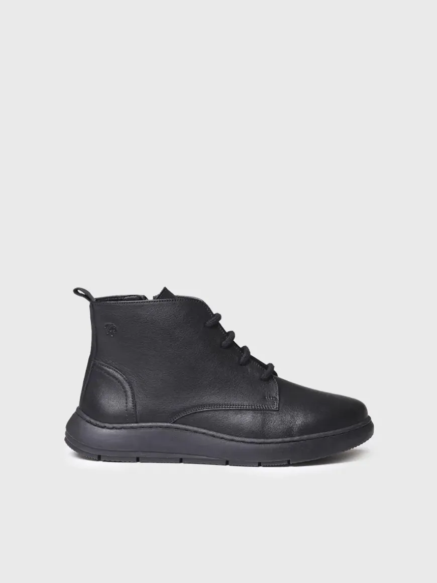PESCARA - Women's leather boot with laces in leather colour