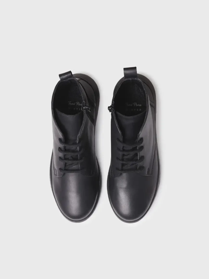 PESCARA - Women's leather boot with laces in leather colour