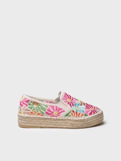 POLA - Closed cotton espadrille embroidered multicolour