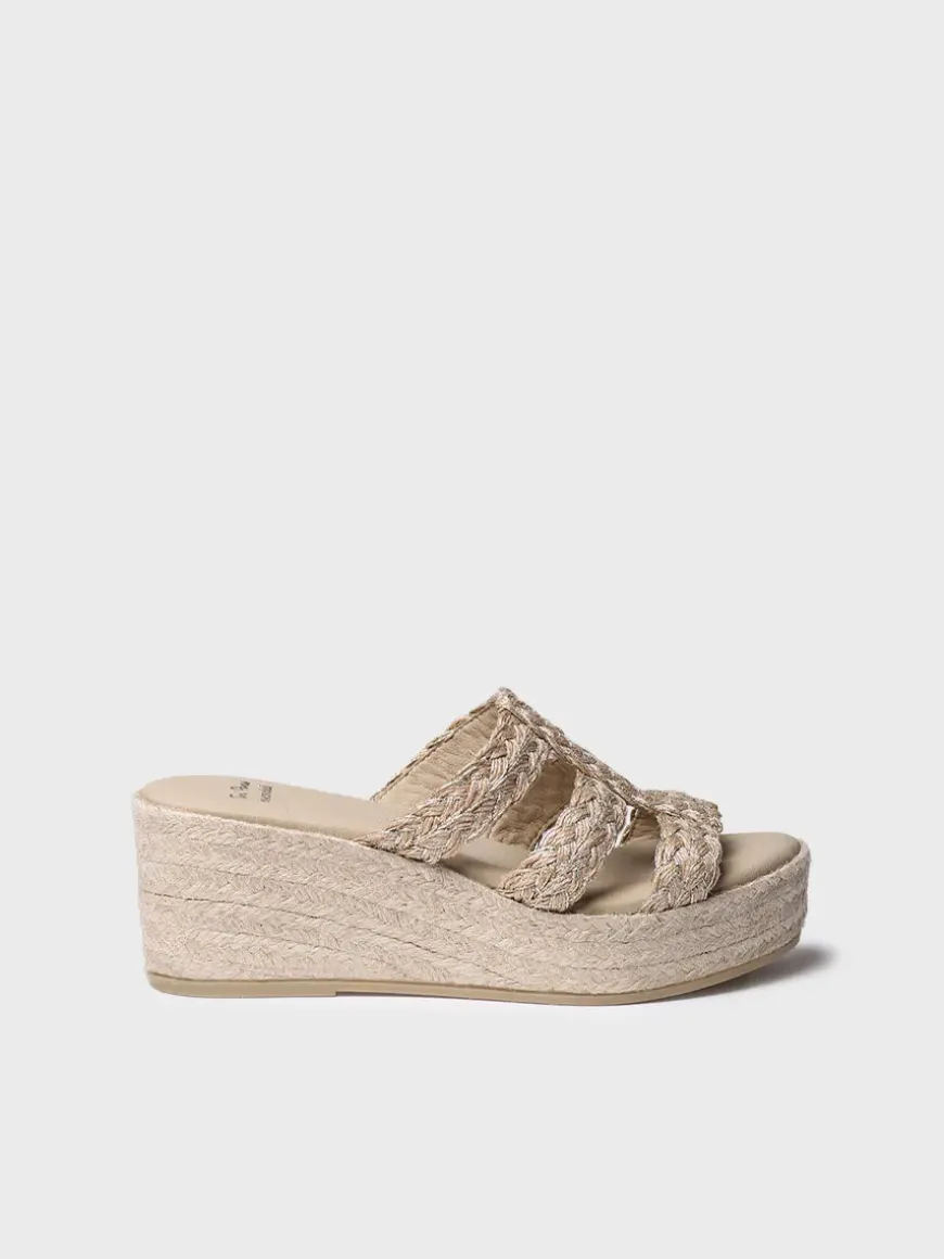 RENI-PH - Women's backless espadrille in braided jute with wedge
