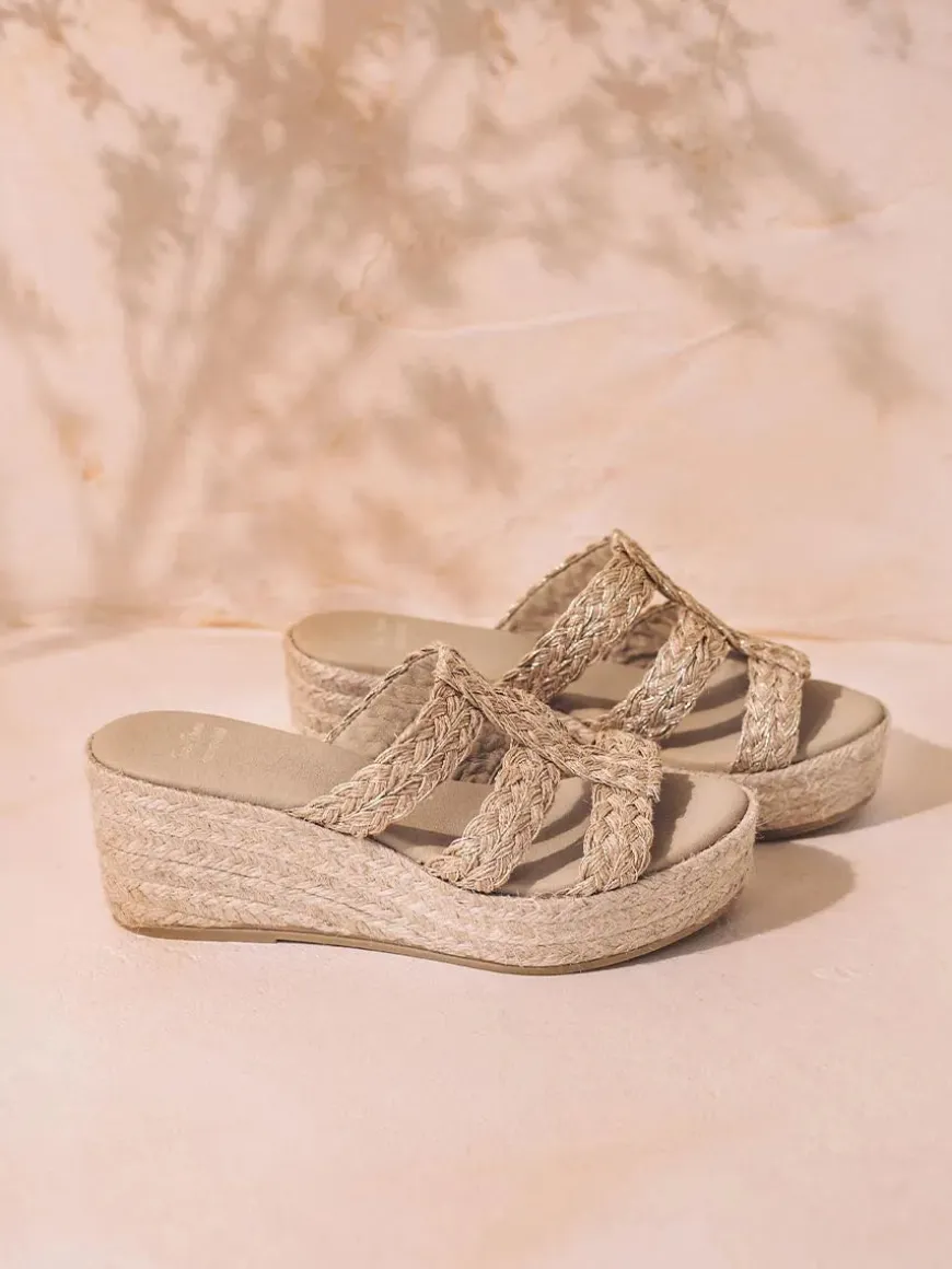 RENI-PH - Women's backless espadrille in braided jute with wedge