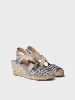SABA-RG - Women's espadrille with wedge and crossed elastic straps