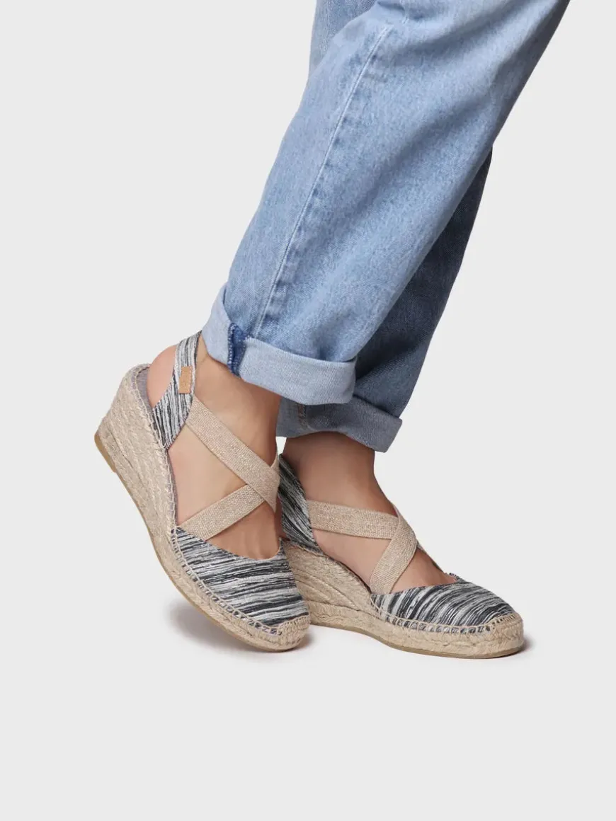 SABA-RG - Women's espadrille with wedge and crossed elastic straps