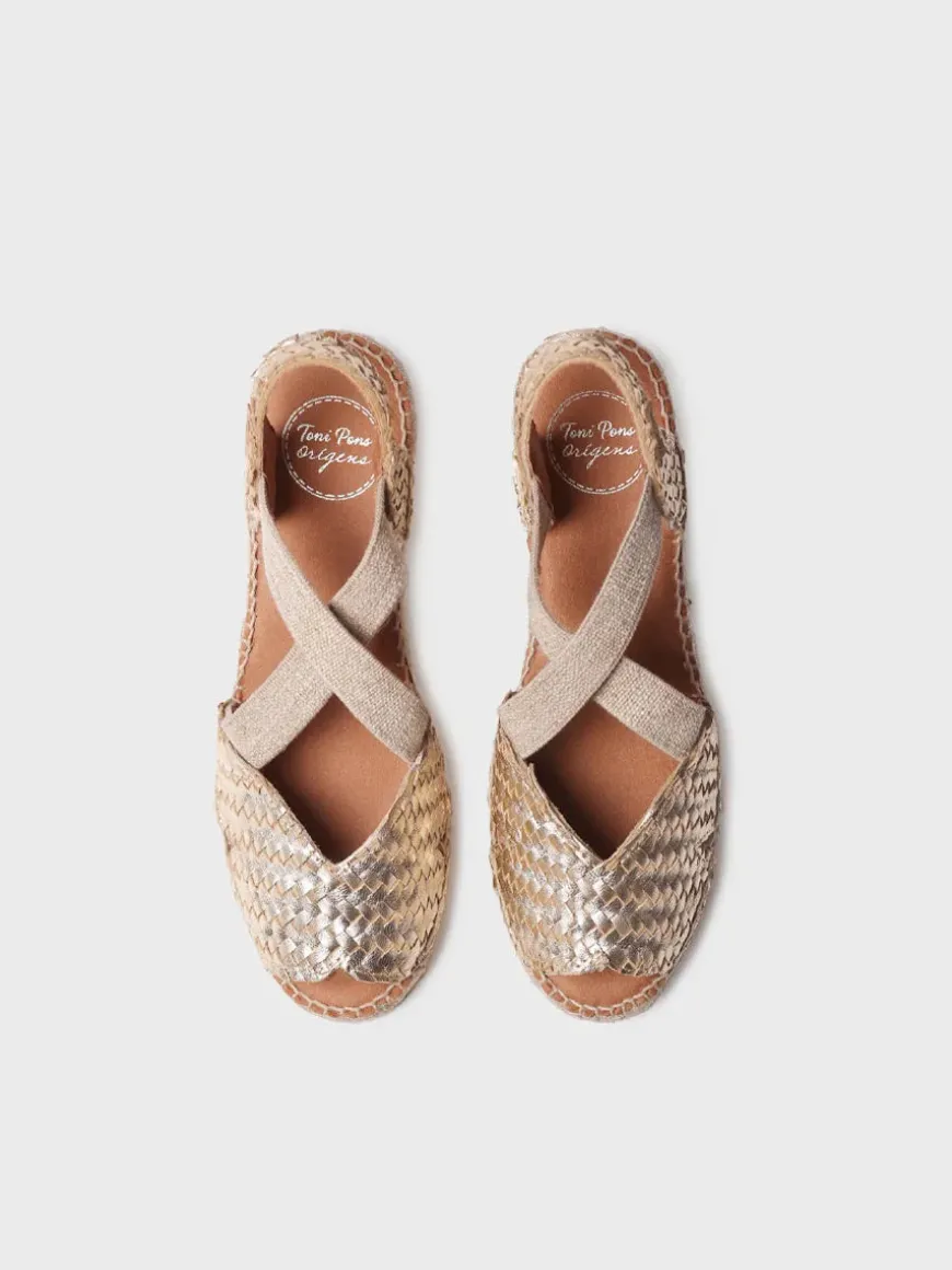 SALINA - Open espadrille for women in braided leather with wedge
