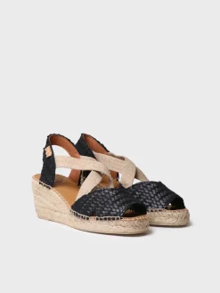 SALINA - Open espadrille for women in braided leather with wedge