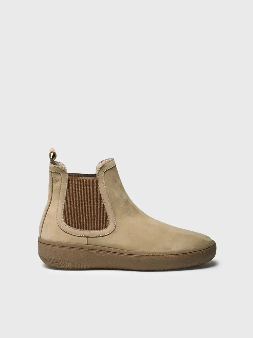 SERRA - Women's nubuck leather ankle boots with side elastic
