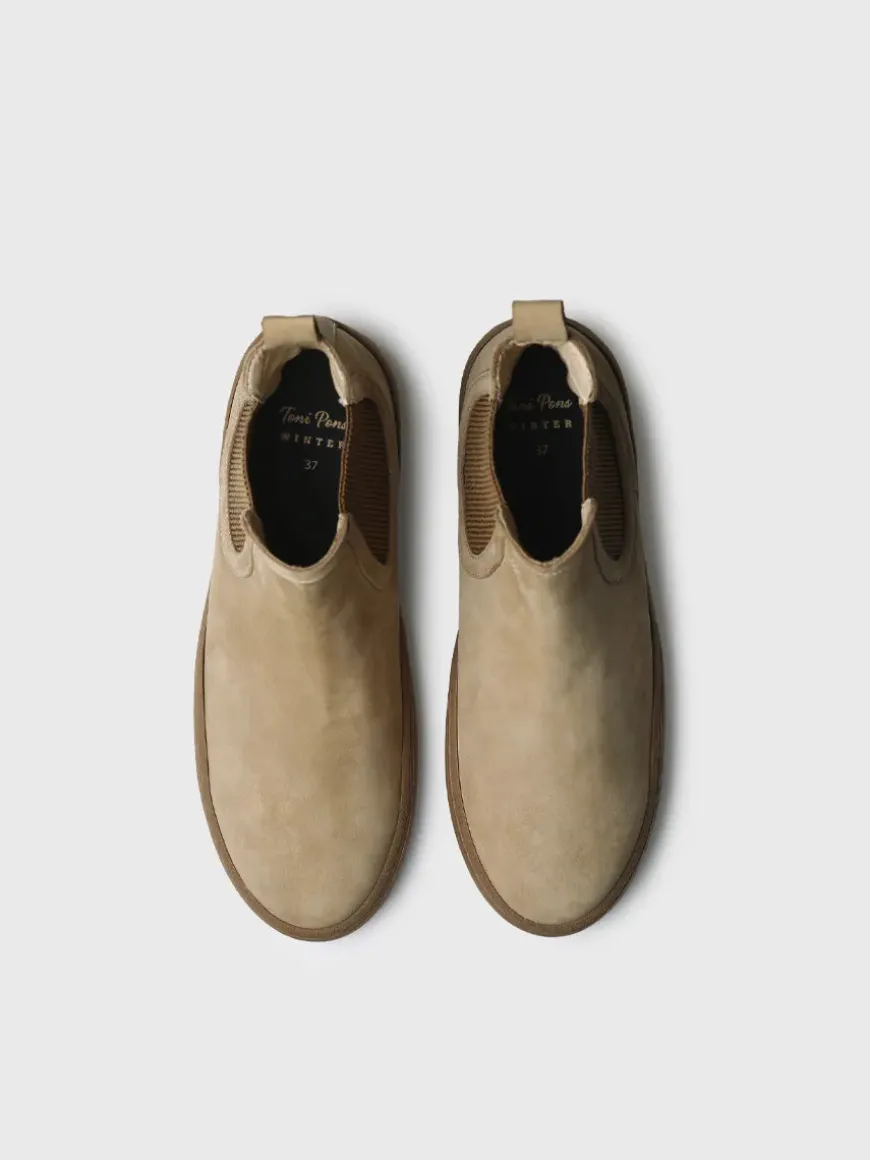 SERRA - Women's nubuck leather ankle boots with side elastic