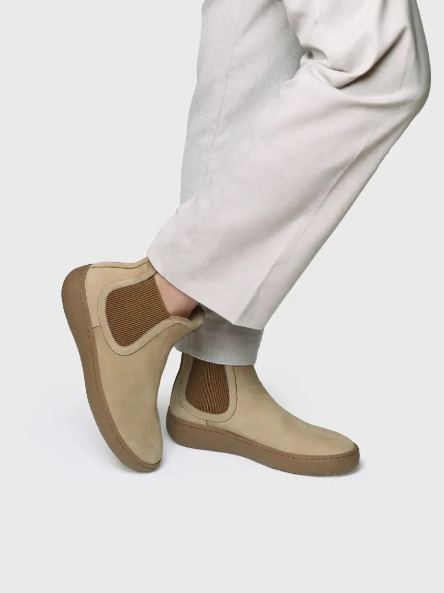 SERRA - Women's nubuck leather ankle boots with side elastic