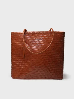 SIMONA - Shopper bag in woven leather with interior pocket