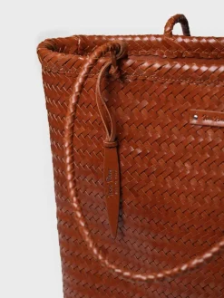 SIMONA - Shopper bag in woven leather with interior pocket
