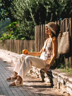 SIRACUSA - Closed espadrille for women in braided leather with wedge