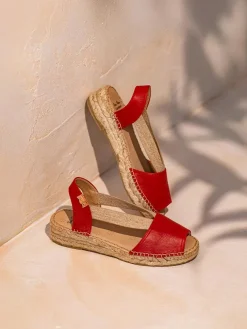 TALA - Women's espadrille in leather with wedge and elastics for wide fit