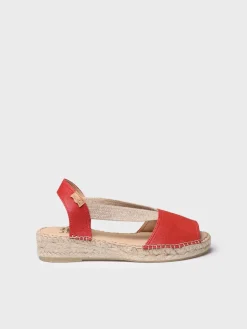 TALA - Women's espadrille in leather with wedge and elastics for wide fit