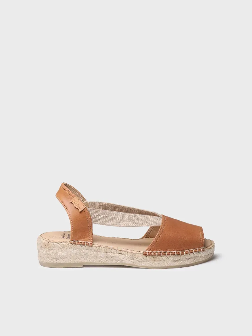 TALA - Women's espadrille in leather with wedge and elastics for wide fit