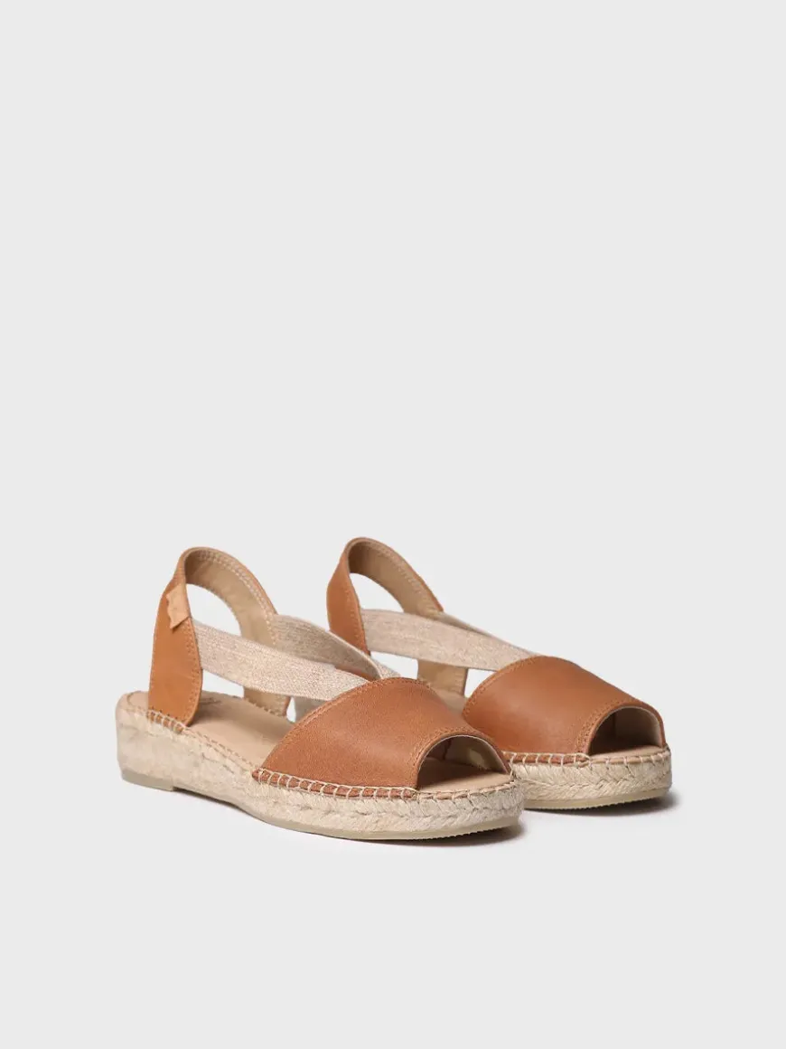 TALA - Women's espadrille in leather with wedge and elastics for wide fit