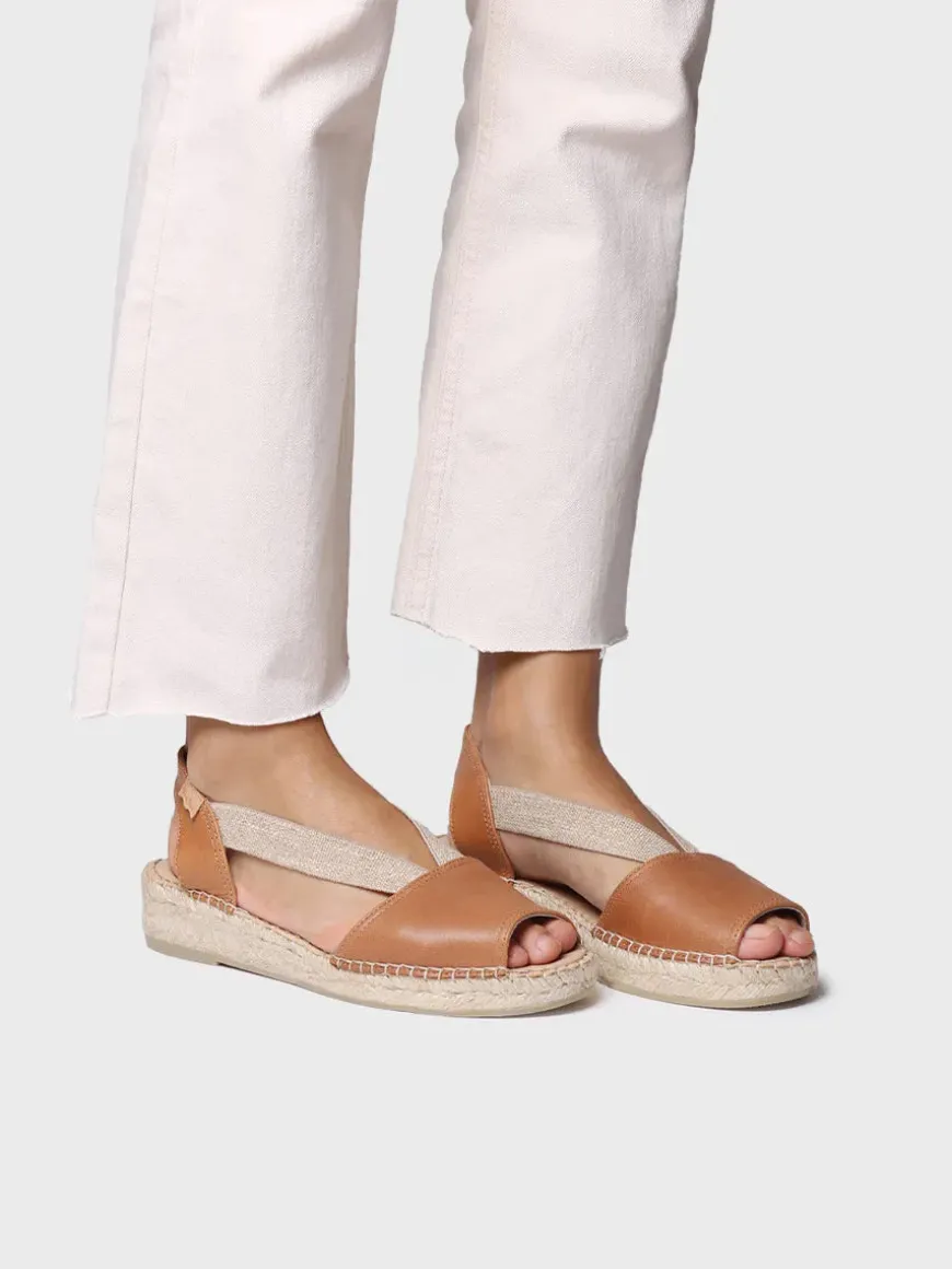 TALA - Women's espadrille in leather with wedge and elastics for wide fit