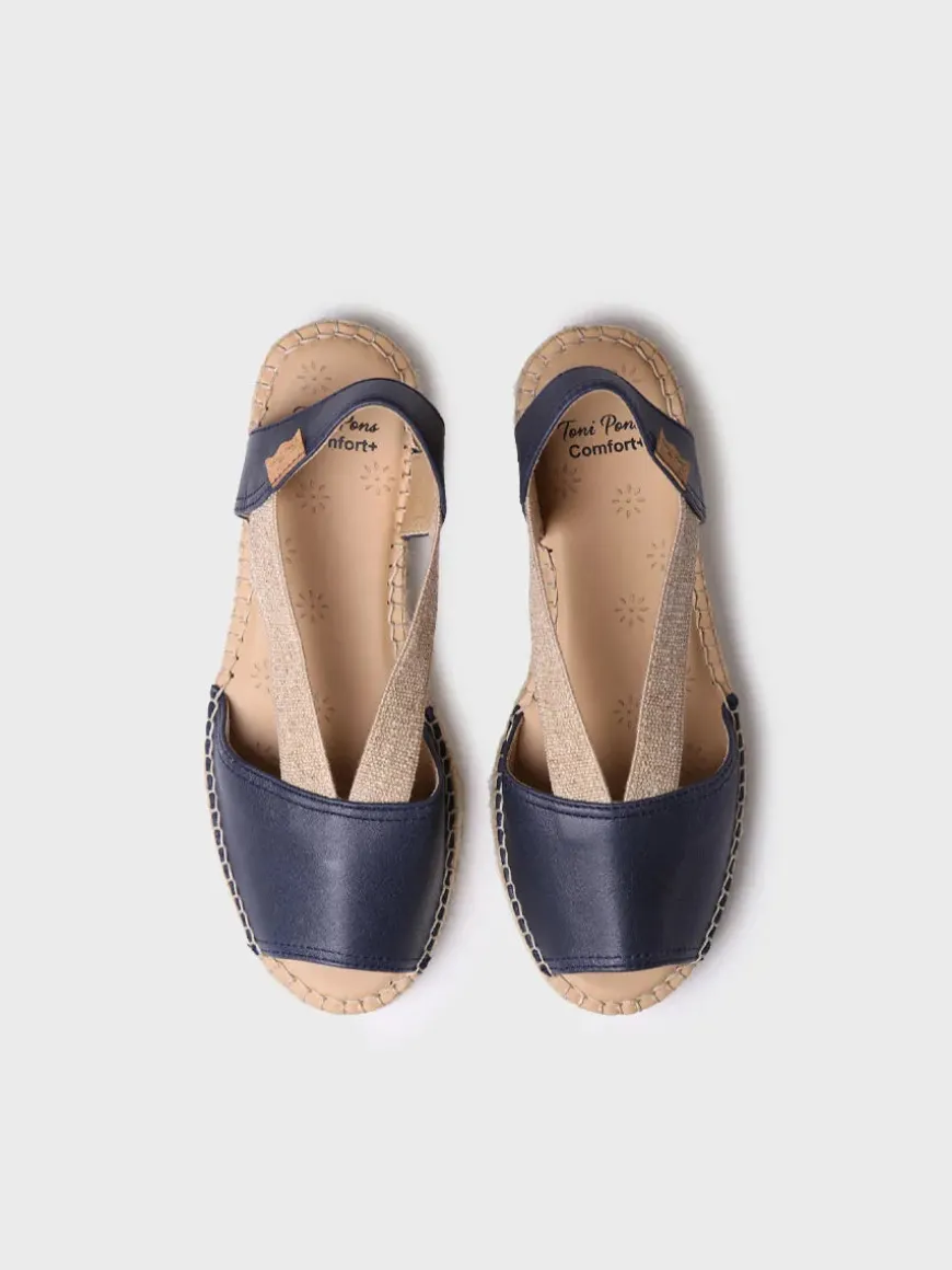 TALA - Women's espadrille in leather with wedge and elastics for wide fit