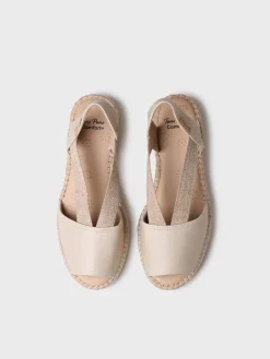 TALA - Women's espadrille in leather with wedge and elastics for wide fit