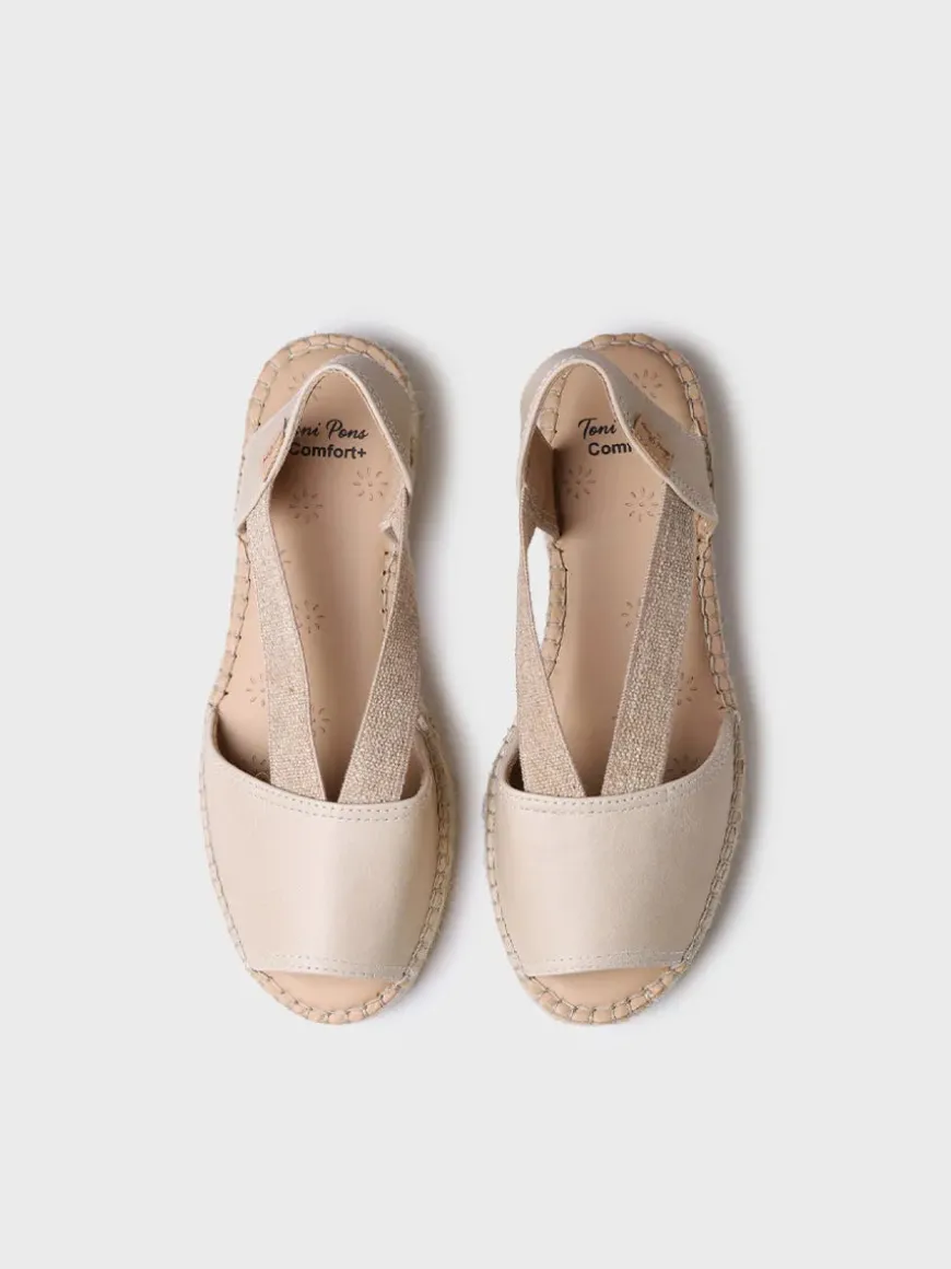 TALA - Women's espadrille in leather with wedge and elastics for wide fit