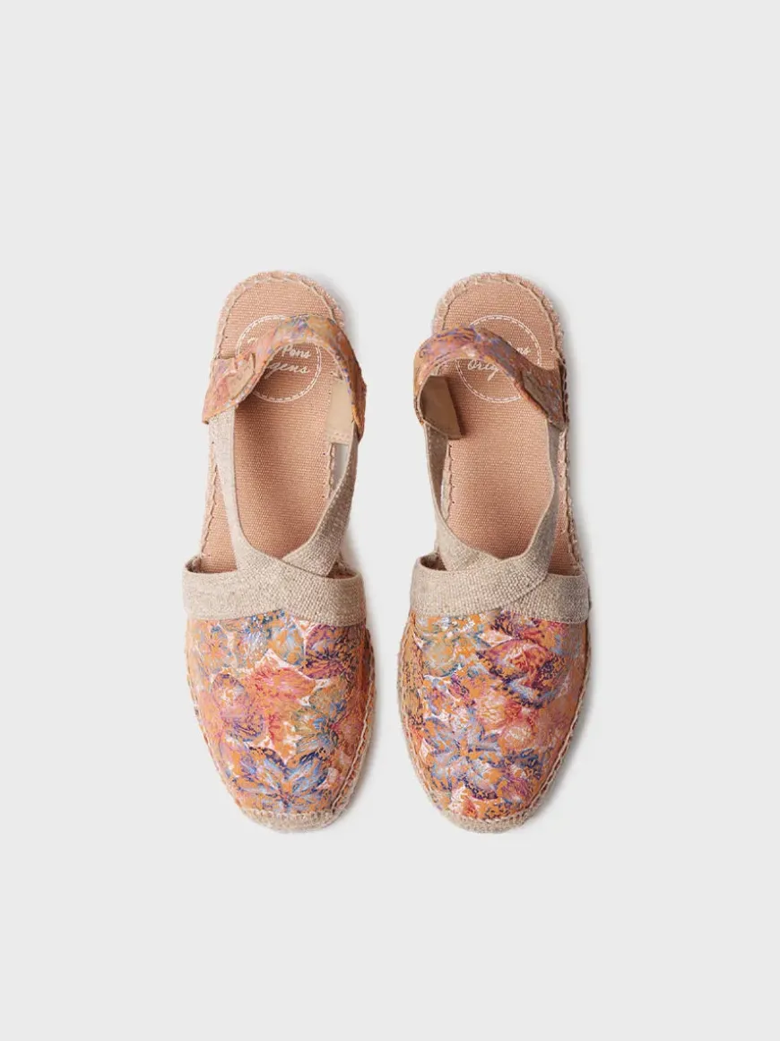 TELVA-LL - Women's espadrille in printed leather with wedge and elastics