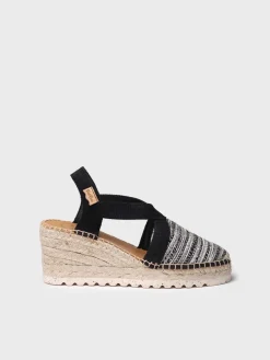TERRA-CL - Medium wedge espadrille in multicoloured fabric with a shiny finish