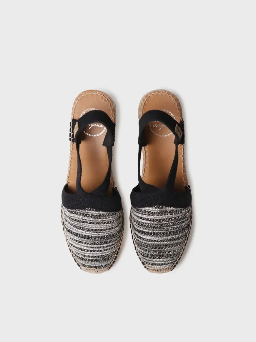 TERRA-CL - Medium wedge espadrille in multicoloured fabric with a shiny finish