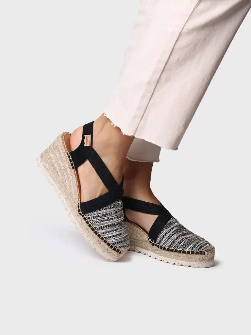 TERRA-CL - Medium wedge espadrille in multicoloured fabric with a shiny finish