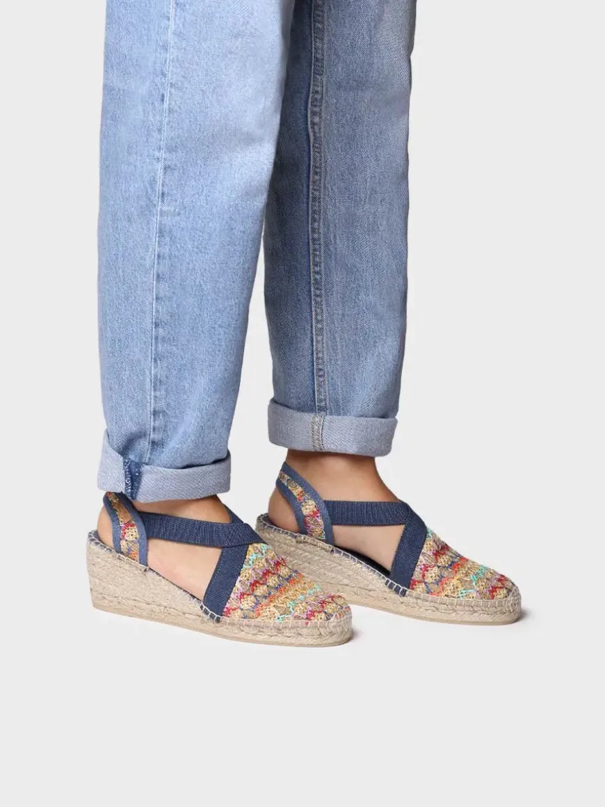 TERRA-TT - Vegan women's espadrille in multicoloured fabric with wedge