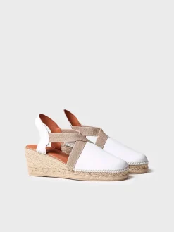 TOSSA - Women's medium wedge leather espadrilles