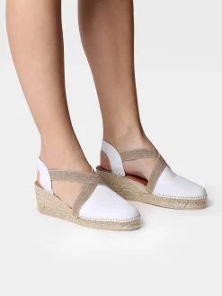 TOSSA - Women's medium wedge leather espadrilles