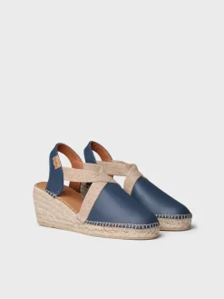 TOSSA - Women's medium wedge leather espadrilles