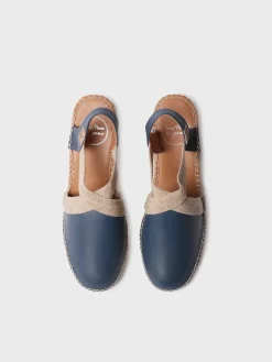 TOSSA - Women's medium wedge leather espadrilles