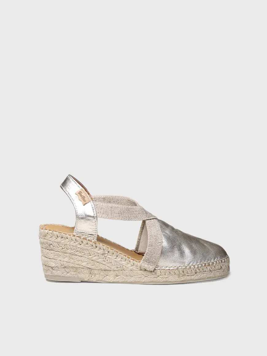 TOSSA - Women's medium wedge leather espadrilles