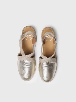 TOSSA - Women's medium wedge leather espadrilles