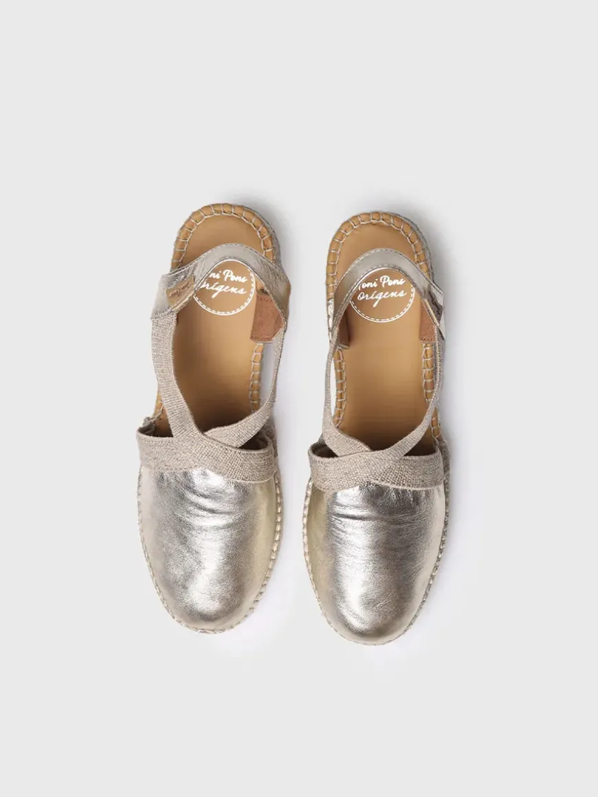 TOSSA - Women's medium wedge leather espadrilles