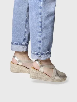 TOSSA - Women's medium wedge leather espadrilles