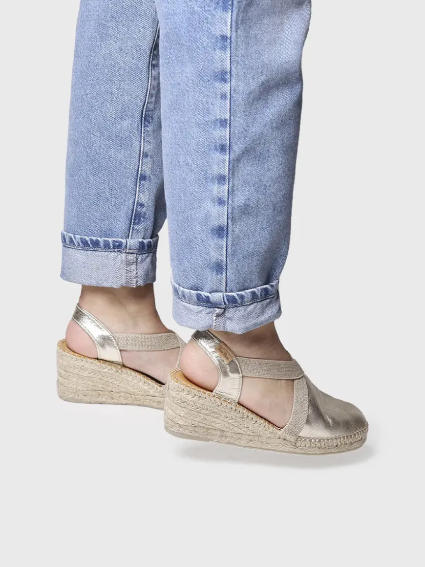 TOSSA - Women's medium wedge leather espadrilles
