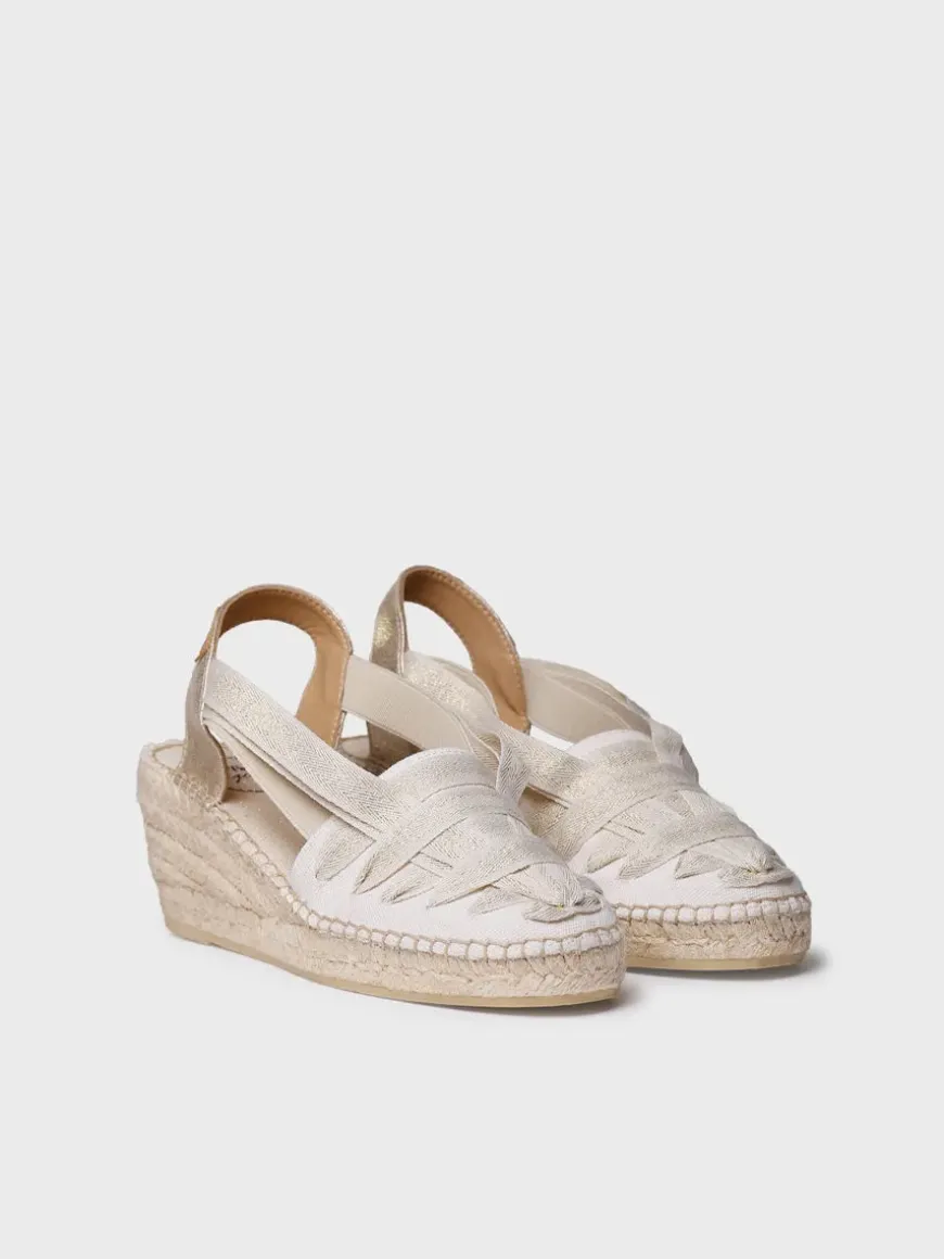 TRACY-CZ - Women's espadrille in raw cotton with wedge and ribbons