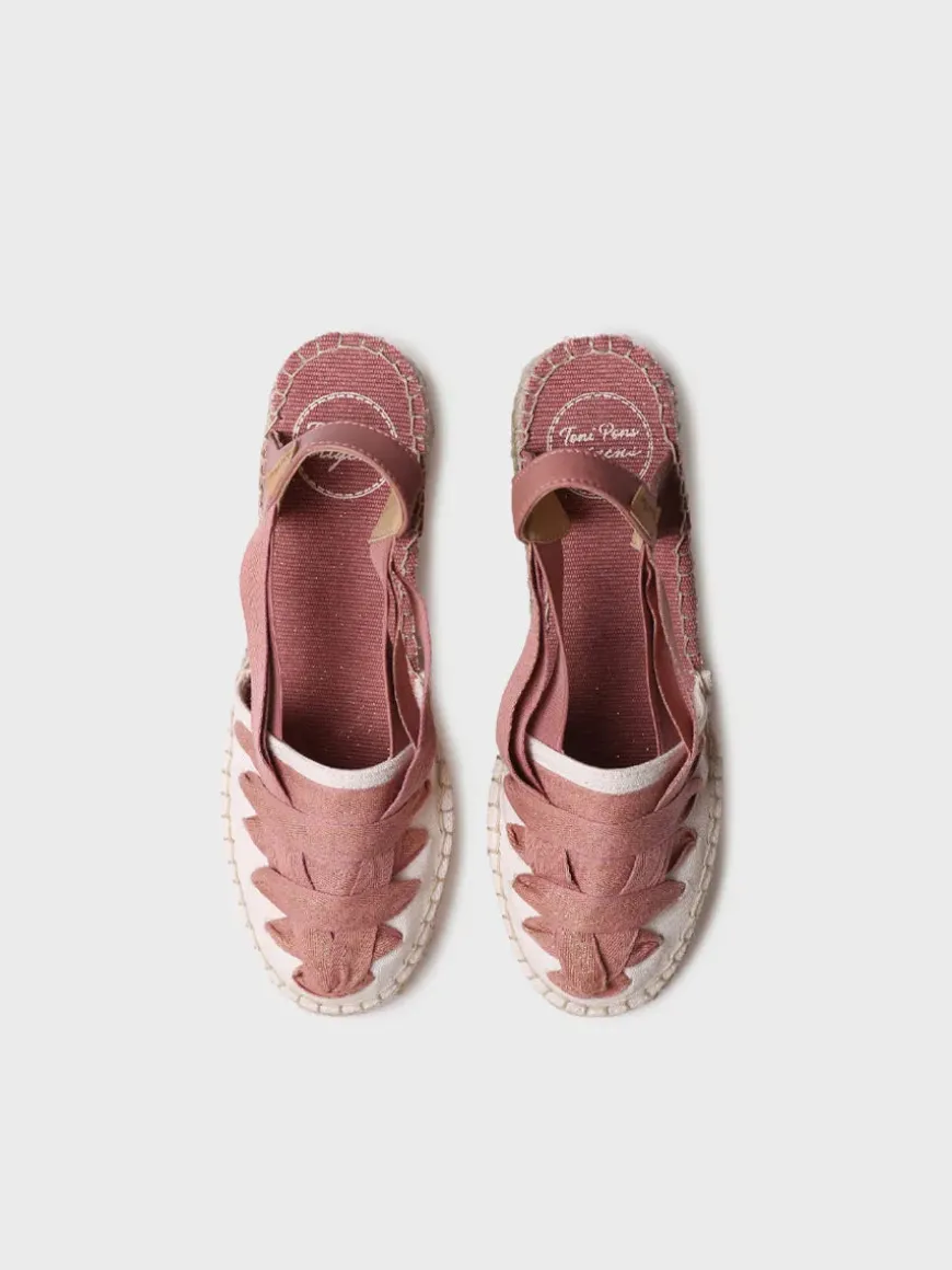 TRACY-CZ - Women's espadrille in raw cotton with wedge and ribbons