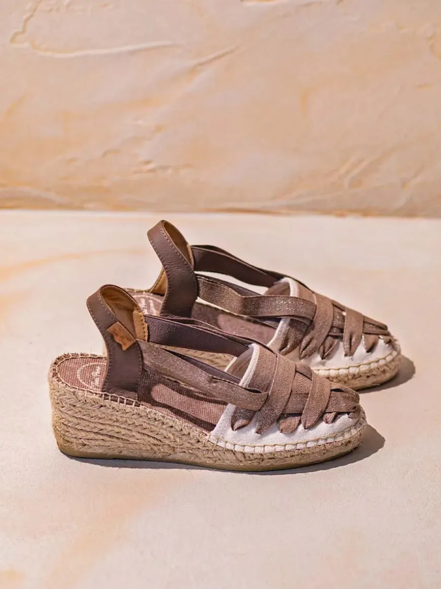 TRACY-CZ - Women's espadrille in raw cotton with wedge and ribbons