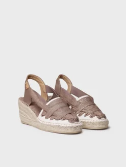 TRACY-CZ - Women's espadrille in raw cotton with wedge and ribbons