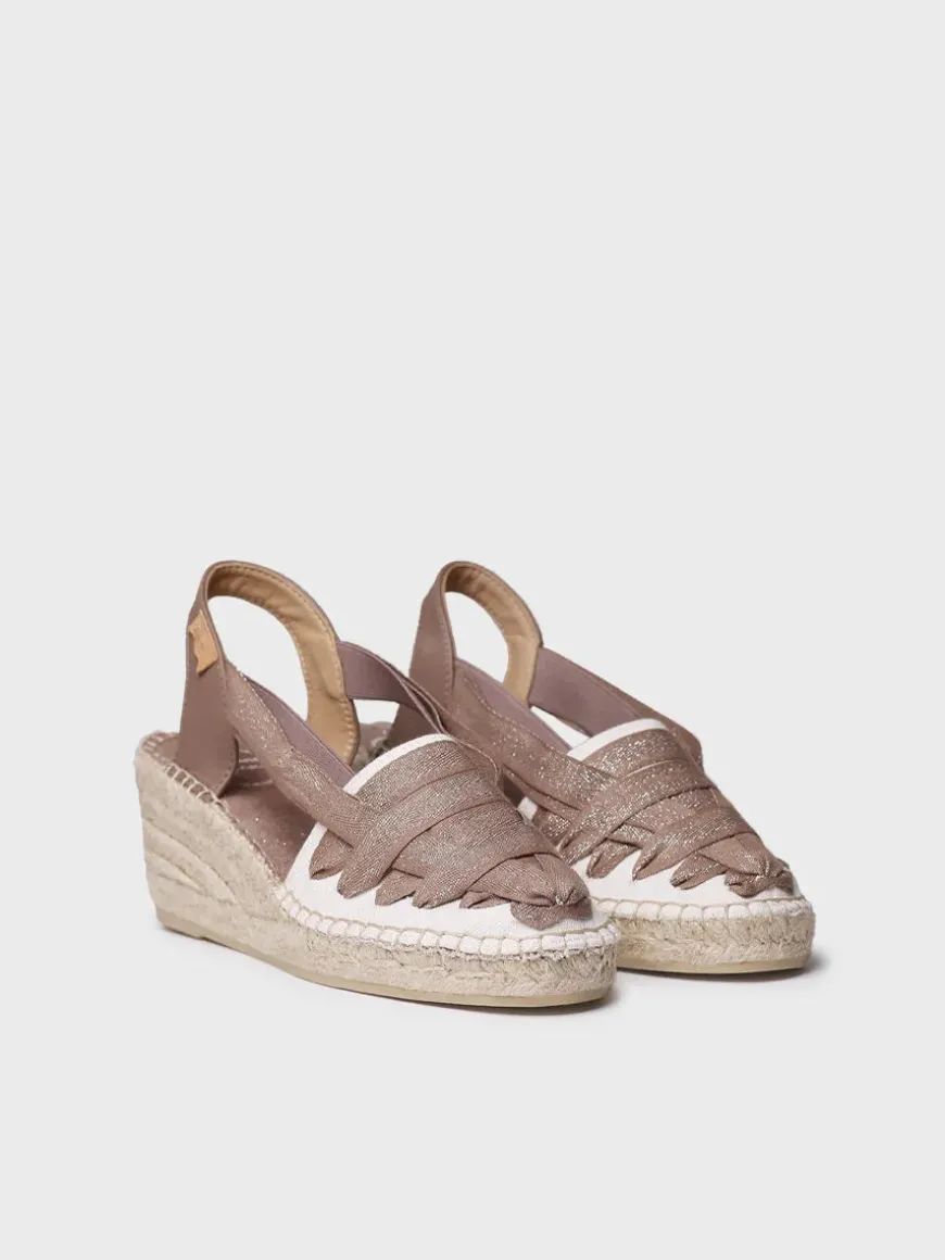 TRACY-CZ - Women's espadrille in raw cotton with wedge and ribbons
