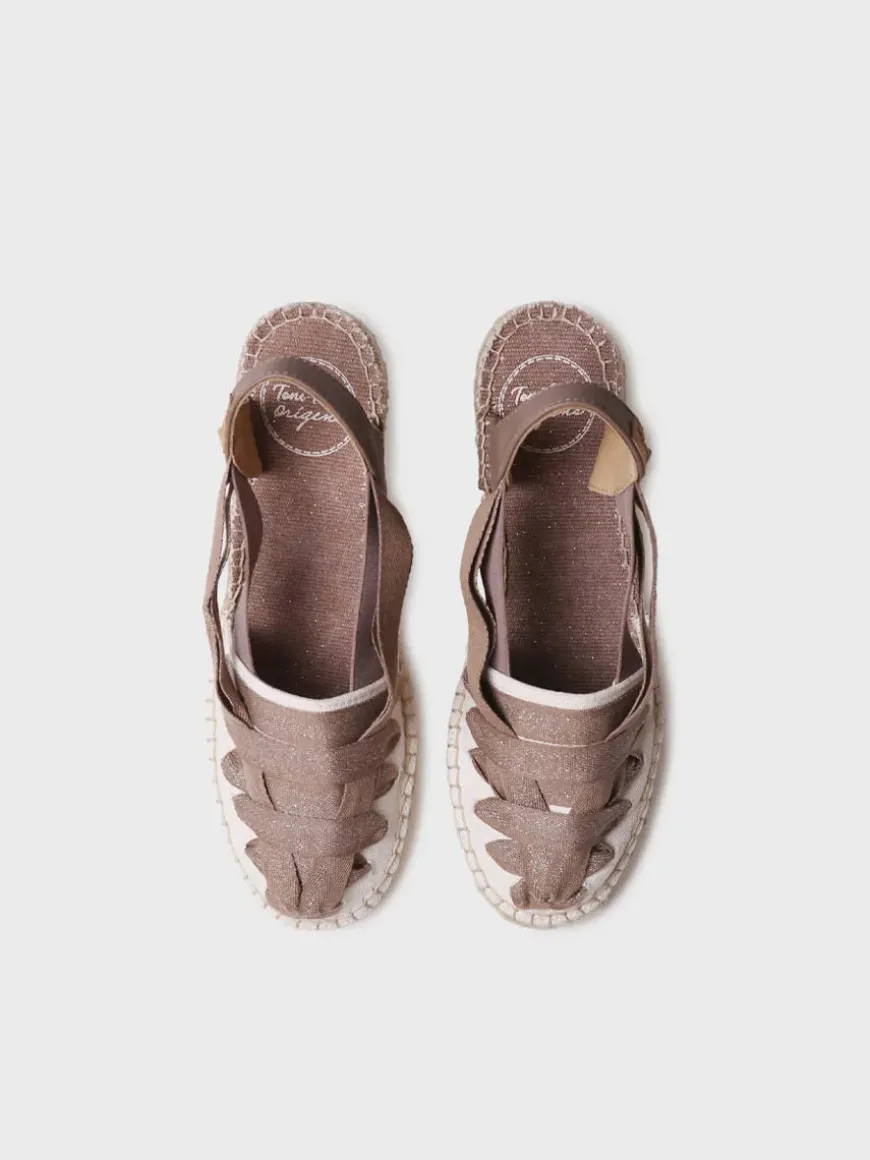 TRACY-CZ - Women's espadrille in raw cotton with wedge and ribbons