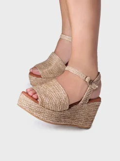 TULIA - Women's high espadrilles in raffia