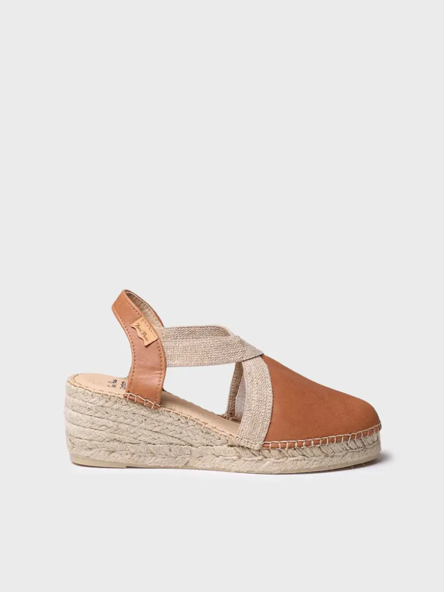 TUNDRA - Women's leather espadrille with wedge and elastics designed for wide fit