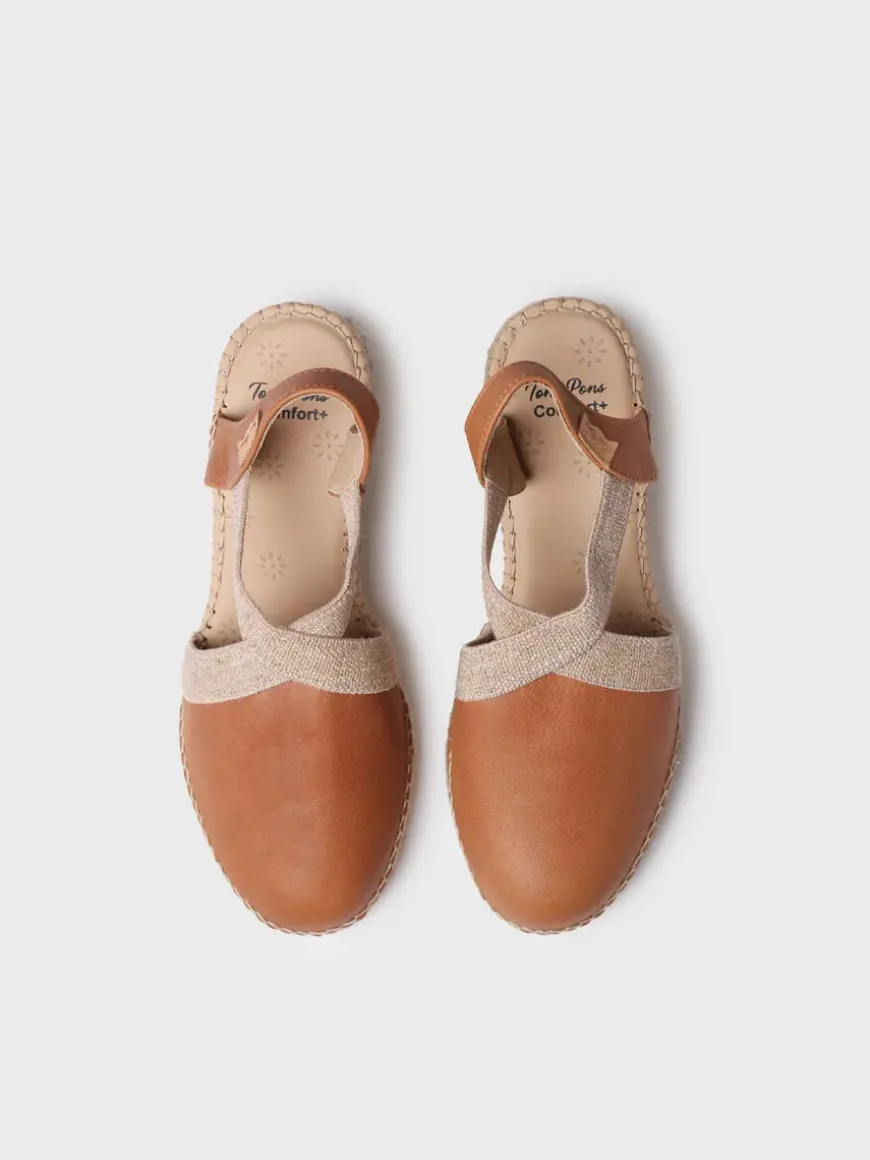 TUNDRA - Women's leather espadrille with wedge and elastics designed for wide fit