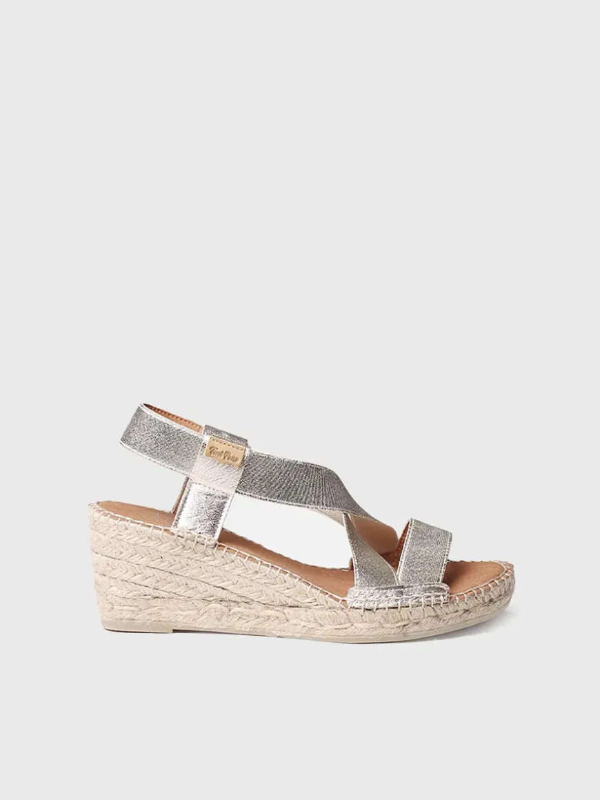 TURA-RC - Metallic wedge sandal with straps