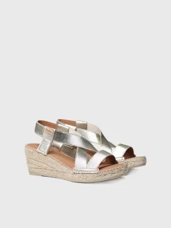 TURA-RC - Metallic wedge sandal with straps