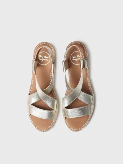 TURA-RC - Metallic wedge sandal with straps