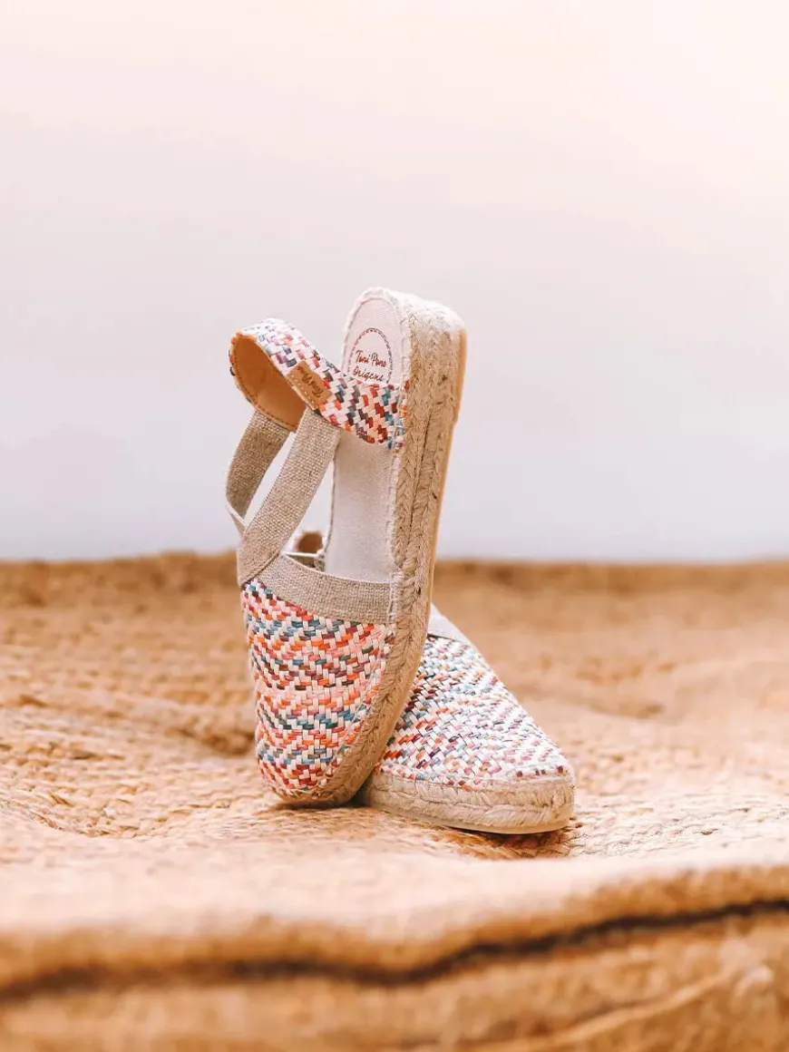 VERA-MS - Women's flat espadrilles in multicoloured raffia